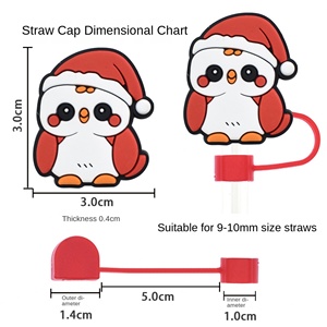 Cache-pailles universels en gros de 10 mm avec image d'animal mignon, bouchons anti-poussière en plastique très demandés, accessoires pour tasses, cadeau promotionnel - Product Image 2