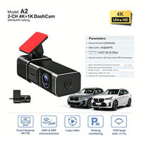Caméra embarquée Waleebot A2 2CH 4K+1K LCD pour voiture, grand angle 170°, enregistrement en boucle avec WiFi et capteur G