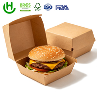 Scatola per Hamburger in Carta Kraft con Logo Personalizzato, Confezione Usa e Getta per Burger, Ecologica, Certificata FDA BRCGS, per Fast Food