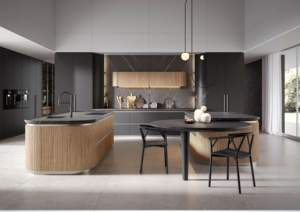 Gabinete de Cocina de Lujo de Alta Gama con Chapa de Madera Contemporánea, Gabinete de Almacenamiento para Cocina - Product Image 2