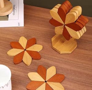 Nouveau design : Sous-verre en bois motif arbre, support <span class=keywords><strong>de</strong></span> tasse moulin à vent en bois, <span class=keywords><strong>dessous</strong></span> <span class=keywords><strong>de</strong></span> <span class=keywords><strong>plat</strong></span> en bois pour casseroles et poêles à fond <span class=keywords><strong>plat</strong></span> - Product Image 4