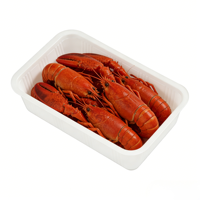 Barquette en plastique PET de qualité alimentaire blanche pour usage industriel, conteneur jetable pour l'emballage des fruits de mer et du pain, rectangulaire épaisse