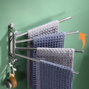 Toallero de Pared Moderno de Acero Inoxidable de 60 cm con Gancho, Acabado Cromado, Toallero Doble para Baño - Product Image 3
