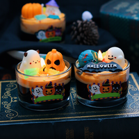 Bougie parfumée en cire de soja en forme de citrouille fantôme d'Halloween, bougie en verre mignonne en forme de dessert pour aromathérapie, décoration de fête d'Halloween, cadeau pour la maison