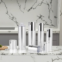 Flacons de lotion nettoyante pour le visage plaqués or/argent, écologiques, 15 ml, 30 ml, 50 ml, flacon pompe sans air en plastique vide