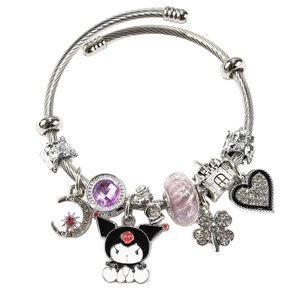 Pulseras Clásicas de Acero Inoxidable 316L con Dijes de Hello Kitty y Cuentas de Diamantes de Imitación para Regalo Unisex al por Mayor - Product Image 1