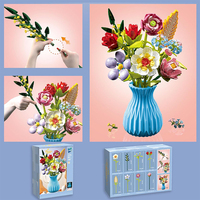 Usine En Gros DIY Fête Des Mères Décoration Roses Artificielles Fleurs Cadeau Briques Bouquet De Fleurs Ensemble De Construction