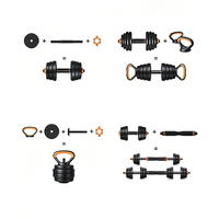 Ensemble d'haltères réglables écologiques en ciment 4-en-1 (haltères, barres, kettlebells) pour entraînement à domicile et musculation