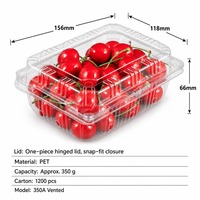 Conteneur en plastique transparent jetable à charnière 350A, respirant, avec impression personnalisée pour fruits frais et aliments, vente en gros