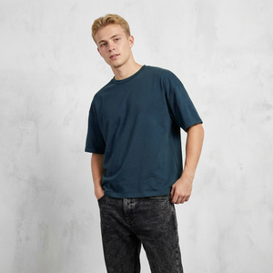 T-shirt blanc surdimensionné en coton lourd à épaules tombantes pour hommes, coton de haute qualité - Product Image 6