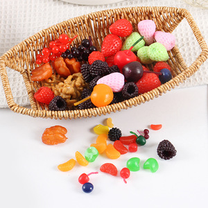 Mini cabochons en résine en forme <span class=keywords><strong>de</strong></span> fruits, <span class=keywords><strong>perles</strong></span> <span class=keywords><strong>de</strong></span> fruits artificiels assorties, cerises, fraises, oranges simulées pour la décoration artisanale DIY - Product Image 2