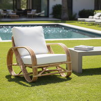 Fauteuil de jardin contemporain en rotin tressé style bohème pour hôtels et restaurants - Love & Rattan