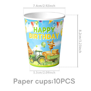 Articles de fête Tracteur : Vaisselle, cadeaux, assiettes 9 et 7 pouces, serviettes, pailles, gobelets 9 oz, nappe pour <span class=keywords><strong>anniversaire</strong></span> sur le thème de la <span class=keywords><strong>ferme</strong></span> et des tracteurs - Product Image 6