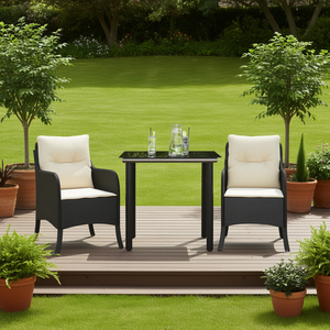 Set da Pranzo da Giardino in Crema, Bianco e Nero - Product Image 2