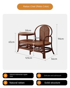 Modern Single Rattan Leisure <b>Chair</b> with Integrated Coffee Table and Tilting for Living Room and Balcony Home Furniture - Product Image 6