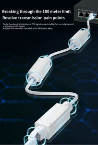 Extensor POE Estándar para Exteriores, Impermeable IP66, 10/100 Mbps, 1 Entrada y 1 Salida, 500 Metros de Alcance, Repetidor POE de 48V, Switches de Red - Product Image 2