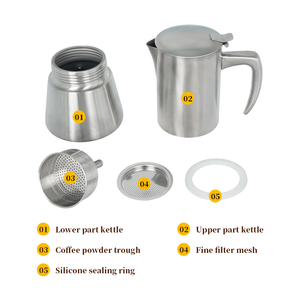 Cafetera italiana de alta calidad, estufa de acero inoxidable, cafetera de inducción Italiana Grande Espresso, cafetera <span class=keywords><strong>Moka</strong></span> Pot - Product Image 5