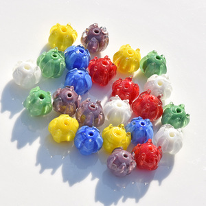 Crystal Lampwork Glass Lotus <b>Beads</b> 12mm Straight Hole For Earring Making DIY Jewelry Making <b>Kit</b> - Product Image 2