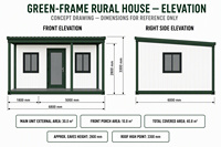 Maison préfabriquée moderne en structure acier, extérieur vert, bâtiment résidentiel modulaire, solution de structure personnalisée pour projet