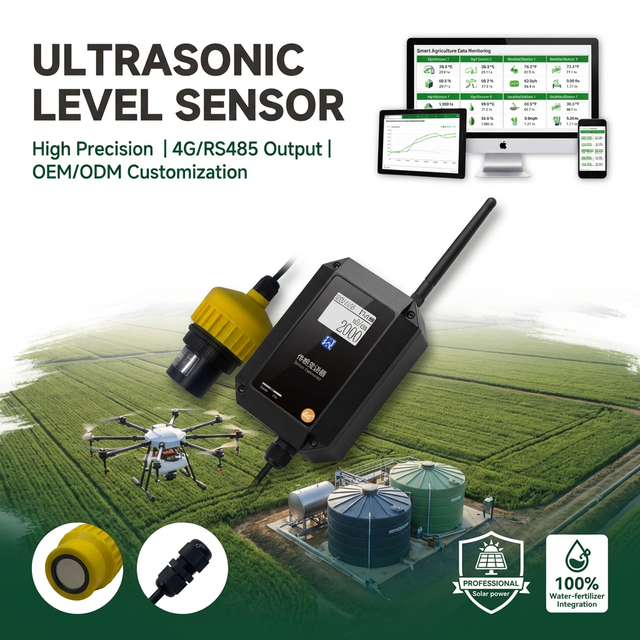B2B Non-contact Ultrasonic Liquid Level Sensor 4G RS485 NB-IoT for Liquid Fertilizer Tank Monitoring Precision Agriculture IoT