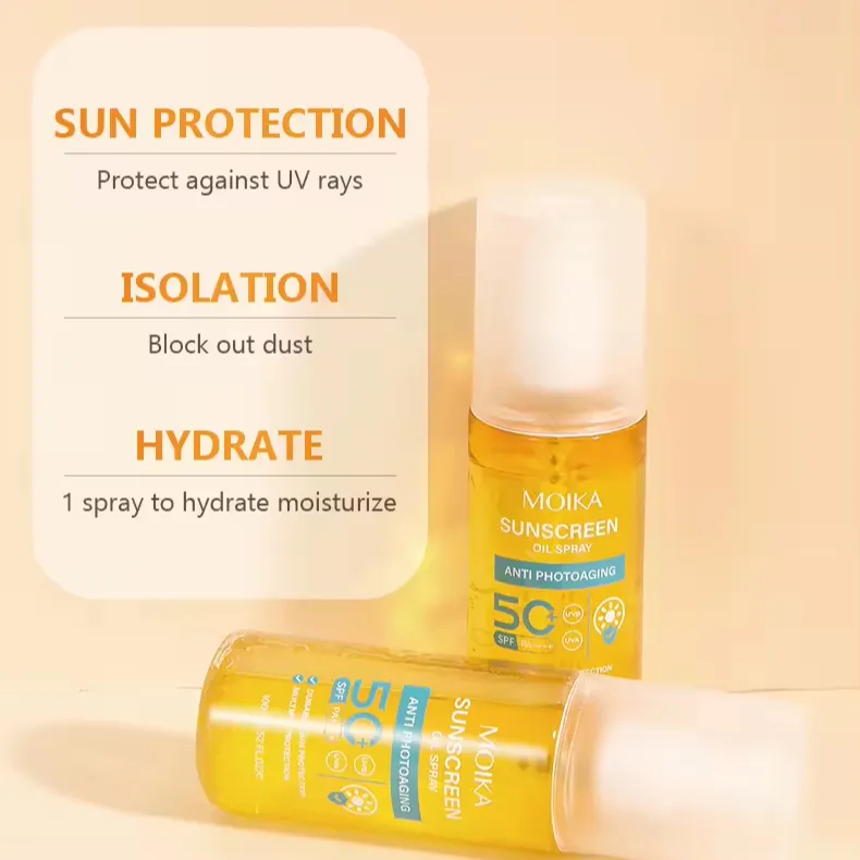 UV melindungi Tabir Surya Losion dengan sutra protein ekstrak wajah krim matahari tabir surya SPF50 PA + tahan air