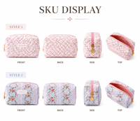 Sac cosmétique souple de grande capacité Petite trousse de maquillage matelassée à motifs floraux Petite trousse de toilette professionnelle avec logo personnalisé