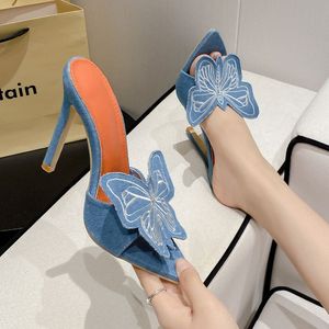 Sandalias de Verano y Primavera para Exteriores, Tacones Altos de Mezclilla Azul con Detalles Metálicos de Moda para Mujer - Product Image 6