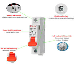 KORLEN 6KA C Typ 1 P 32A AC MCB Elektrischer Leistungs schalter 1-poliger Leistungs schalter Mini-Leistungs schalter - Product Image 4