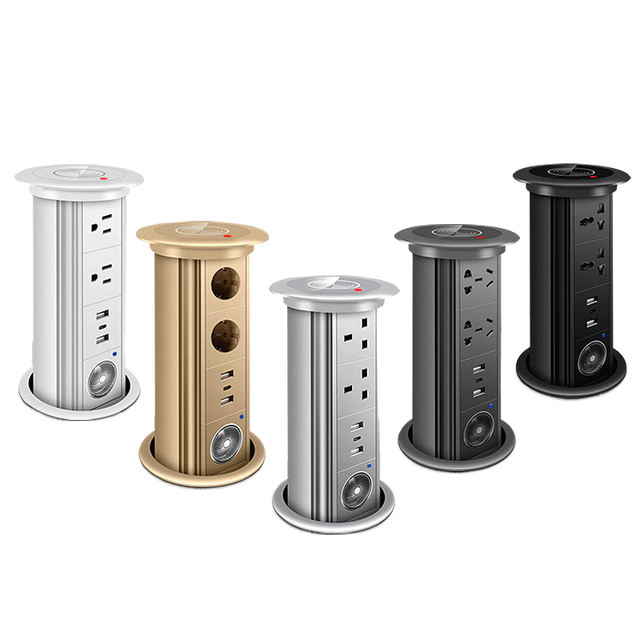 Electric Lifting Socket Counter Top Hidden Embedded EU Standard Motorized Pop up Outlet Retractable With USB Type-C for Kitchen