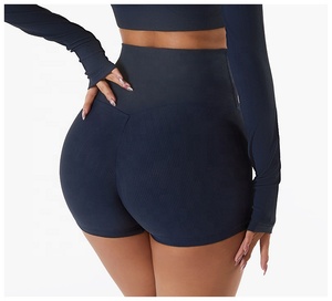 Pantalones cortos de motorista de nailon de cintura alta para mujer, pantalones de gimnasio de compresión transpirables de secado rápido XL, entrenamientos de Yoga Push-Up con logotipo personalizado - Product Image 1