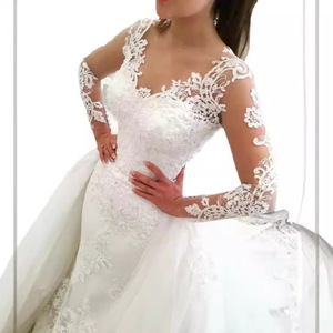 <b>White</b> Mermaid Wedding Dress Sweetheart Neckline <b>Lace</b> Vintage Style Full Length Bridal Gown - Product Image 5