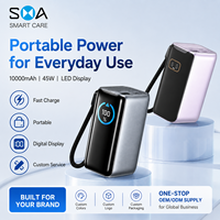 Großhandel 10000mAh 45W PD Powerbank LED Digitalanzeige USB-C Schnellladung Kabelloses Laden Wasserdicht Tragbar Reise Büro