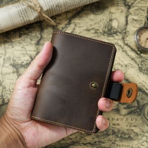 First-layer Cowhide Simple Notebook with Pen Holder Portable Notepad Mini Pocket-sized Creative <b>Diary</b> with Card Holder - Product Image 3