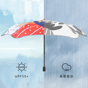 Fillet Safety Folding <b>Umbrella</b> 100cm 8 Ribs Alloy Frame Uv Resistant Cartoon Design For Travel Sunny And Rainy Use - Product Image 4