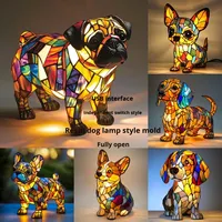 Patung hewan natal meriah lampu malam LED ornamen Resin seri anjing lintas batas dekorasi Desktop rumah kreatif