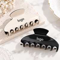 Pince à cheveux élégante Ume Simple noire et blanche pour femme, écologique, avec impression de logo personnalisée, en acétate tendance