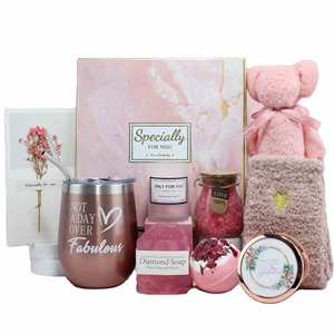 Canasta de Regalo Spa 9 en 1, Color Rosa, Regalos de Relajación para Navidad, San Valentín, Día de la Madre, Regalo de Boda - Product Image 1