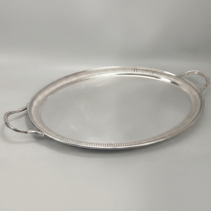 Luxury <b>Silver</b> Finish Hammered Metal Decorative Display Tray with Dual Handles for Jewelry Storage Vanity Organizer <b>Coffee</b> <b>Table</b> - Product Image 1