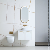 Meuble de salle de bain moderne résistant à l'eau avec lavabo, à fixer au mur, pour hôtel, appartement, villa