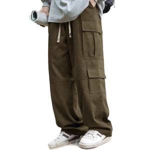 กางเกงคาร์โก้เอวยางยืดสำหรับผู้ชายขาตรงหลายกระเป๋าทรงหลวมระบายอากาศได้ดีสวมใส่กลางแจ้งขนาด 26 - Product Image 2