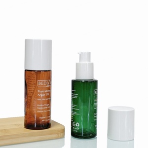 Cylinder Shape Glass Frosted <b>Pump</b> Cream Serum <b>Bottle</b> Packaging 50ml Cosmetic Glass <b>Pump</b> <b>Bottles</b> for Skincare - Product Image 3