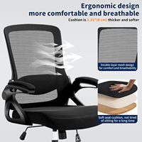 Chaise de bureau ergonomique Nexthro avec support lombaire réglable, dossier en maille respirante et accoudoirs relevables, pour bureau à domicile (noir)