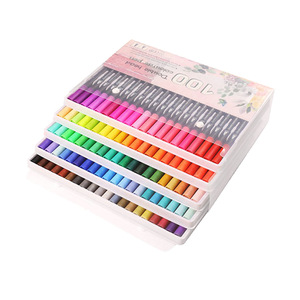 Set di 60 Pennarelli Lavabili a Doppia Punta, Colori Pastello, Evidenziatori con Pennello, Confezionati - Product Image 1