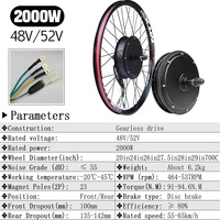 Moteur de moyeu avant de vélo électrique MTX 48V/52V 2000W 700c roue rotative sans engrenage sans balais étanche batterie au Lithium