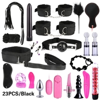 Bondage Leder SM 23-teiliges Set für Paar-Sexspiele Fesseln Bullet Vibrator Handschellen BDSM Kit Werkzeuge
