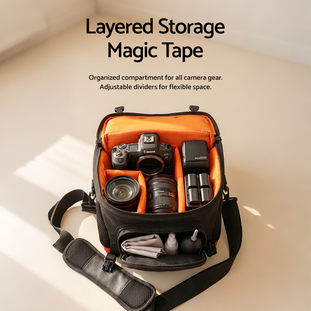 Shockproof Camera Shoulder Bag with Adjustable Dividers Waterproof Photography Bag for DSLR Mirrorless Cameras Outdoor Travel