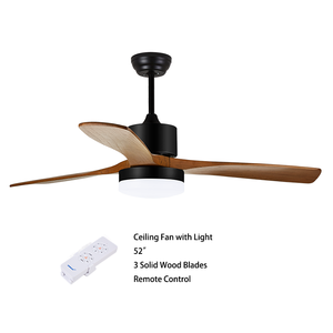 Chất lượng cao phong cách hiện đại 52 "rắn gỗ lưỡi trang trí chiếu sáng LED quạt trần với điều khiển từ xa - Product Image 3