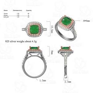 Bague carrée d'émeraude en pierre multicolore, anneau en Cz à Double boucle carrée, pour bandes de fiançailles unisexes ou bagues, réglage de pavé tendance, CN;GUA - Product Image 1