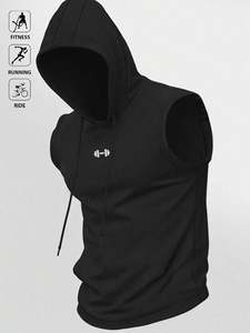 Camiseta Deportiva con Capucha Estampada para Hombre, Precio de Fábrica, Sin Mangas, para Gimnasio, Entrenamiento, Fitness, Musculación - Product Image 1