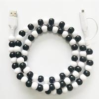 Cable de PVC con Cuentas de 1M, Diseño Creativo y Novedoso, 2 en 1, USB Tipo-C para iPhone, Hecho a Mano, Colorido, con Perlas, Carga Rápida, Compatible con Cámaras